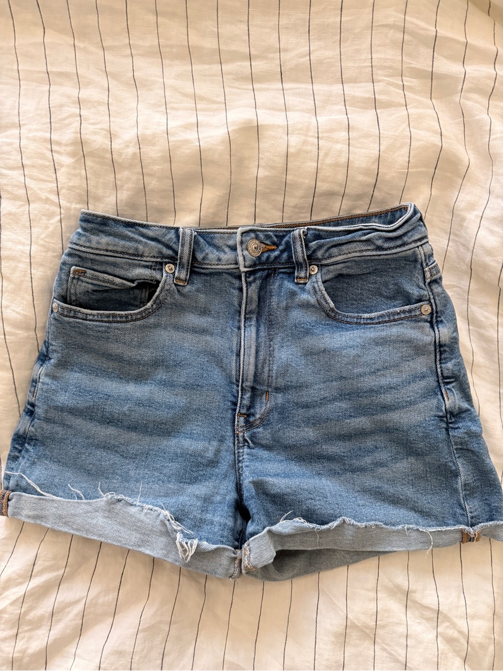 American Eagle Outfitters Light Blue High-Rise Jean Shorts